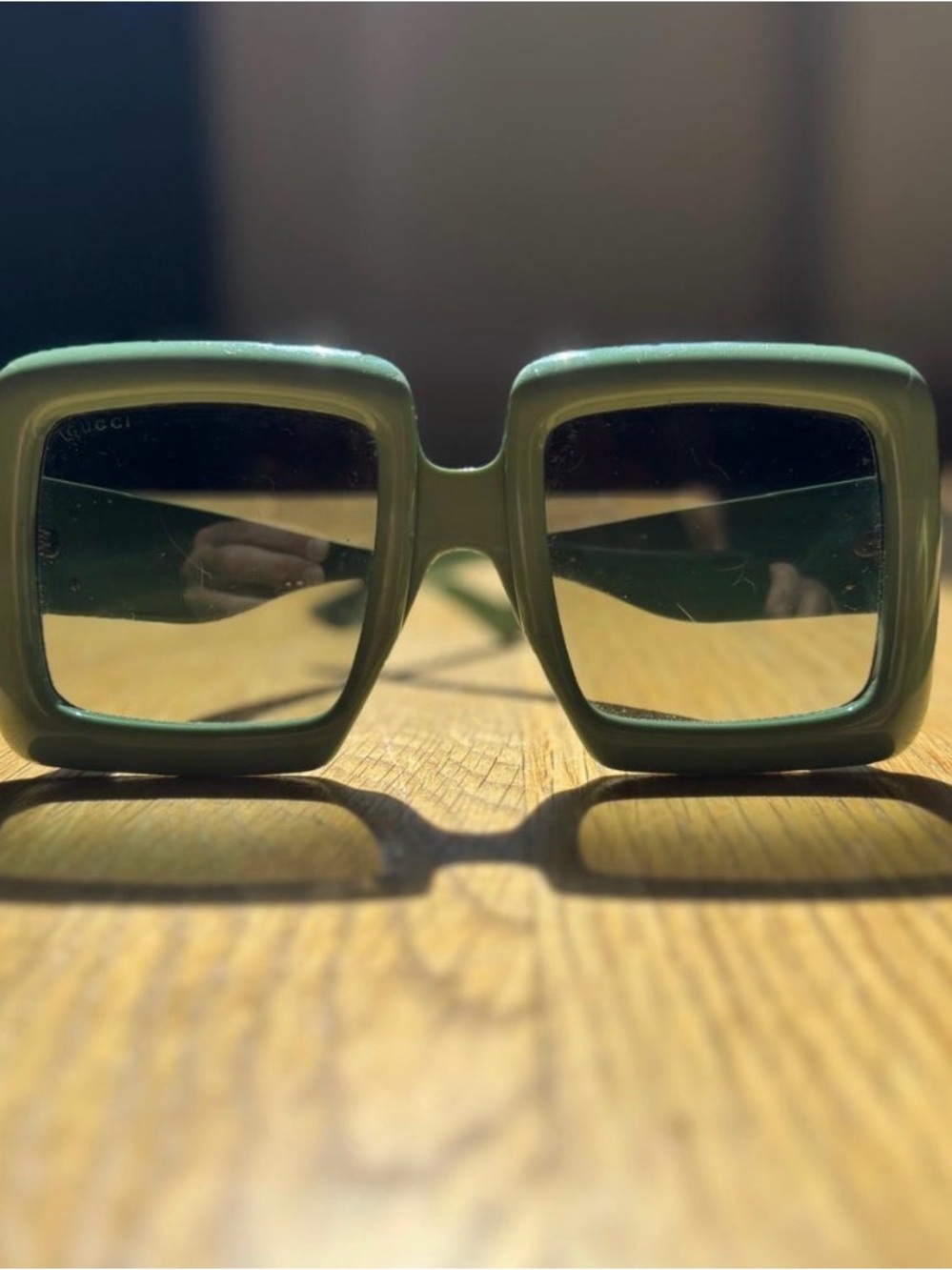 Gucci Mint Green Rectangular Women's Sunglasses - Picture 3 of 8